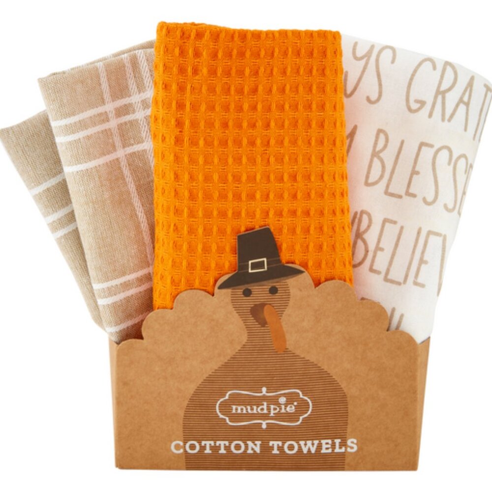 Mud Pie Always Thankful Towel Set/NWT